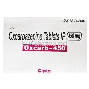 Oxcarb-450, Oxcarbazepine tablets, Cipla, box