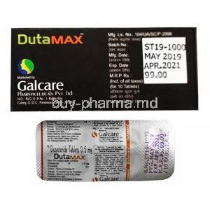 Dutamax, Dutasteride 0.5mg manufacturer and tablet back