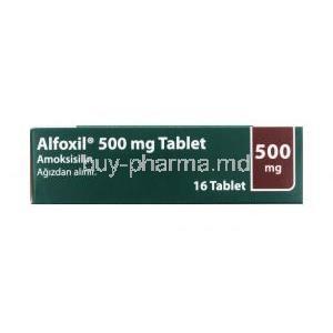 Alfoxil, Amoxicillin 500mg box side