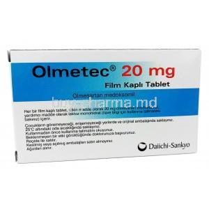 OLMETEC (NE) 20 MG 28 Tab, Box, Information