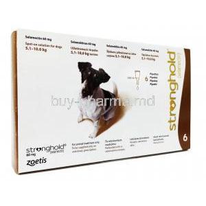STRONGHOLD (GB) For Small Dogs 60mg (5.1-10.0 kg) 0.50ml x 6 PIpettes, Box information, usage