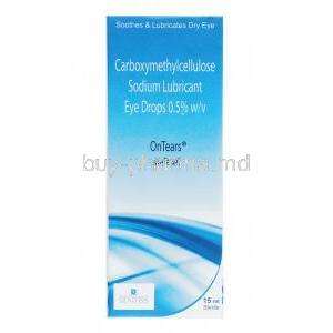 ON Tears Unit dose Eye Drop, Carboxymethylcellulose 0.5% box side