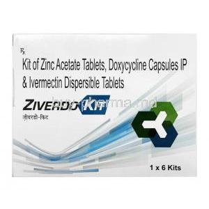 Ziverdo Kit, Zinc Acetate, Doxycycline and Ivermectin box
