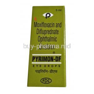 Pyrimon-DF Eye drop, Moxifloxacin and Difluprednate box