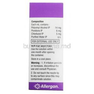 Tears Plus Eye Drop, Polyvinyl Alcohol and Povidone 10ml composition