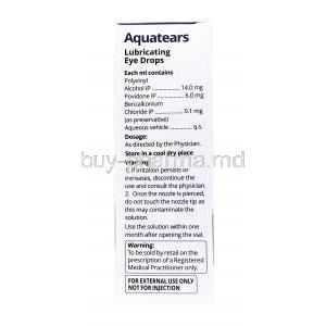 Aquatears Eye Drop, Polyvinyl Alcohol Povidone Benzalkonium Chloride composition