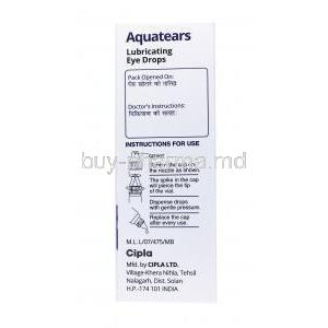 Aquatears Eye Drop, Polyvinyl Alcohol Povidone Benzalkonium Chloride instructions for use
