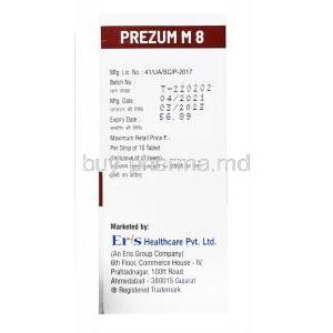 Prezum M, Methylprednisolone 8mg manufacturer