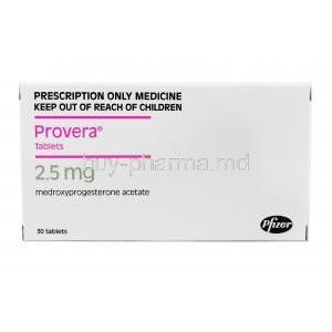Provera, Medroxyprogesterone 2.5mg  box