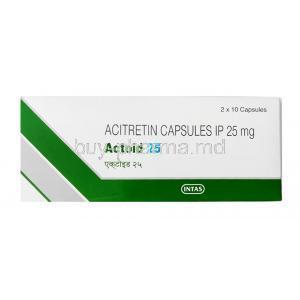 Actoid 25, Acitretin 25 mg, Capsule, Intas Pharmaceuticals Ltd, Box