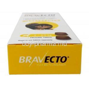 Bravecto Chewable, Fluralaner 112.5mg, for Very Small Dogs (1.2kg-2.8kg),2tablets, MSD Animal Healthcare,Box top view