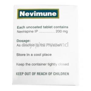 Nevimune, Nevirapine 200mg,Cipla, Box information, Dosage, Storage