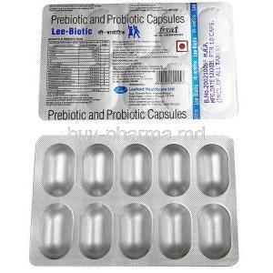 Lee-Biotic, Prebiotic and Probiotic, capsule, Leeford healthcare, Blisterpack, Blisterpack information