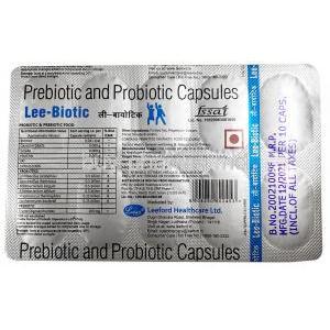 Lee-Biotic, Prebiotic and Probiotic, capsule, Leeford healthcare, Blisterpack information