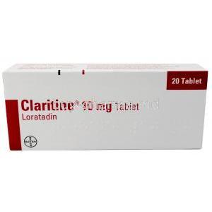 Claritine, Loratadine 10mg, 20tabs, Bayer, Box back view