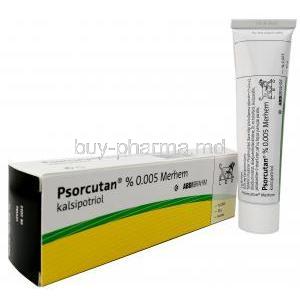 Psorcutan ointment, Calcipotriol 0.005%, Ointment 30g, Intendis, Box, Tube