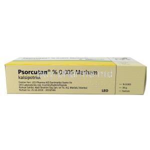 Psorcutan ointment, Calcipotriol 0.005%, Ointment 30g, Intendis, Box information, Manuracturer