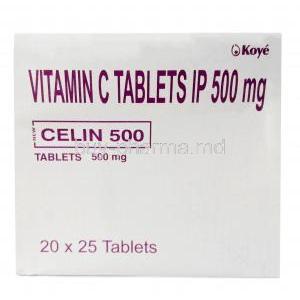 New Celin, Vitamin C 500mg, Koye Pharmaceutical, Box front view