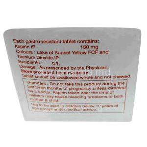 Ecosprin 150, Aspirin 150mg,USV, Box information, Dosage