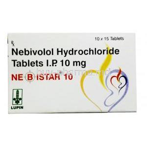 Nebistar 10, Nebivolol 10 mg, Lupin, Box front view