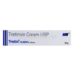 Tretin Cream, Tretinoin 0.025% ww, Cream 30g, Hesa Pharma, Box front view