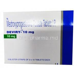 Deviry, Medroxyprogesterone acetate, 10mg, Torrent Pharma, box front presentation