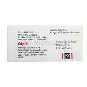 Risnia MD 1.0, Risperidone 1 mg, tablet, Cipla, Box information