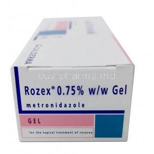 Rozex Gel, Metronidazole 0.75% wv, Galderma, Box side view-2