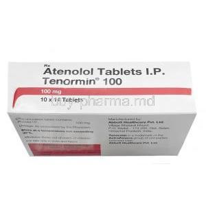 Tenormin, Atenolol 100 mg, Abbot, Box top view