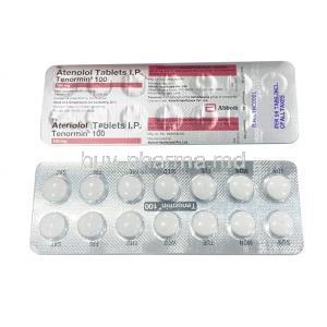 Tenormin, Atenolol 100 mg, Abbot, Blisterpack front and back view