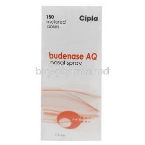 Budenase AQ Nasal Spray, Budesonide 100mg,Nasal Spray 7.5mL (150MD),Cipla, Box back view