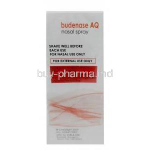 Budenase AQ Nasal Spray, Budesonide 100mg,Nasal Spray 7.5mL (150MD),Cipla, Box information,  Caution