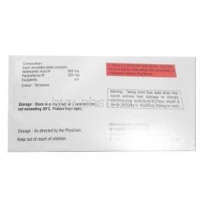 Mefkind Forte,Mefenamic Acid 500mg, Paracetamol 325mg, Mankind Pharma Ltd, Box information, Warning