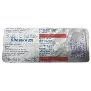 Bilasure 20, Bilastine 20 mg, Sun Pharmaceutical Industries, Blisterpack information