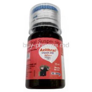 Azithral Liquid 200, Azithromycin 40mg per mL, 15mL, Alembic Pharmaceuticals Ltd, Bottle front view