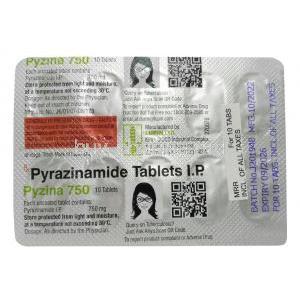 Pyzina 750, Pyrazinamide 750mg, Lupin, Blisterpack (New package 2023)