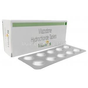 Vilano 20, Vilazodone　20 mg, Sun Pharmaceutical Industries, Box, Blisterpack
