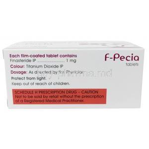 F-Pecia, Finasteride 1mg, Cipla, Box information, Dosage