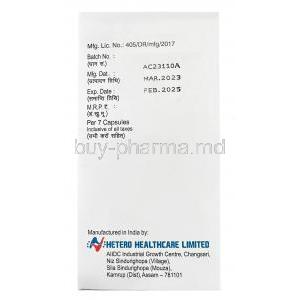 Enzana, Enzalutamide 40 mg, Hetero Drugs Limited, Box information, Mfg date, Exp date