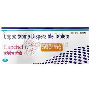 Capebel DT, Capecitabine 500mg, Shipa Medicare Ltd, Box front view