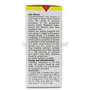 Propalin Syrup, Phenylpropanolamine 50mg/mL, Syrup 100mL, Vetoquinol Australia Pty Ltd, Box information, Side Effects