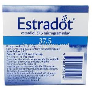 Estradot Patches, Oestradiol(Estradiol) 37.5mcg per 24 Hrs, Novartis, Box information, Storage