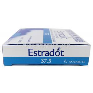 Estradot Patches, Oestradiol(Estradiol) 37.5mcg per 24 Hrs, Novartis, Box side view