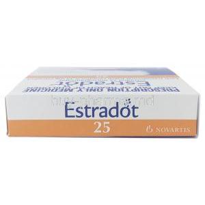 Estradot Patches, Oestradiol(Estradiol) 25mcg per 24 Hrs, Novartis, Box top view