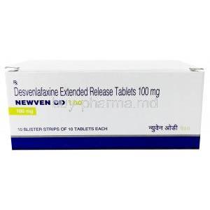 Newven OD, Desvenlafaxine 100mg, Torrent Pharmaceuticals Ltd, Box front view