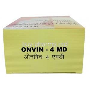 Onvin MD, Ondansetron 4 mg, Cadila Pharma, Box top view