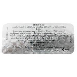 Incurin for Dogs, Oestriol 1mg, MSD Animal Health, Blisterpack information, Exp date
