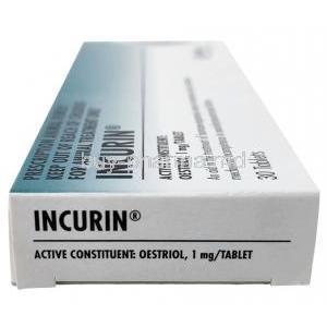 Incurin for Dogs, Oestriol 1mg, MSD Animal Health, Box side view-1