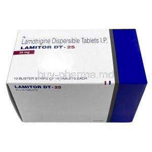 Lamitor DT 25, Lamotrigine 25mg, Torrent Pharma, Box front view