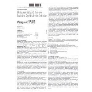 Careprost Plus, Bimatoprost/ Timolol Information Sheet 1